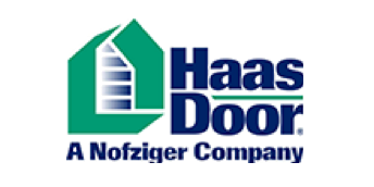 A logo of haas doors and nofziger company